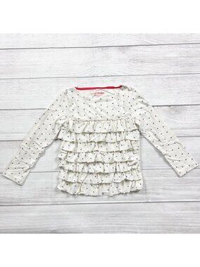 Mini Boden Girls Tiered Ruffle Star Print Long Sleeve Top 5-6